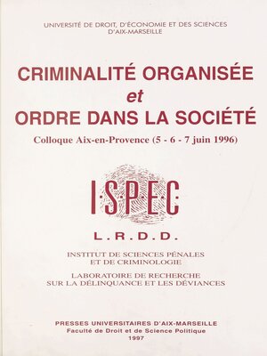 cover image of Criminalité organisée et ordre dans la société